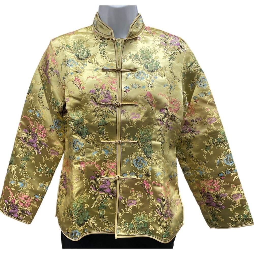Hong Kong Memories Women's Gold Floral Jacket S NWT SKU 1344